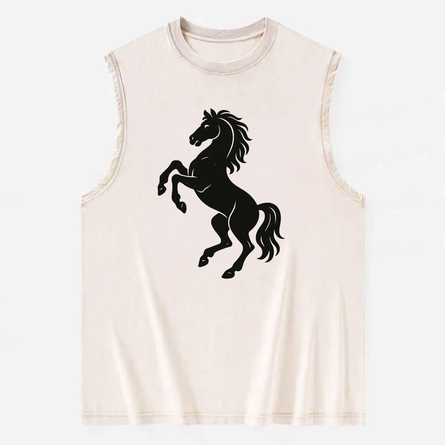 Stallion rearing on hind legs - Vintage Washed Tank - Beige