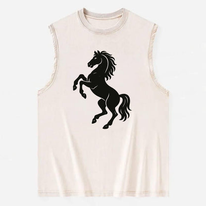 Stallion rearing on hind legs - Vintage Washed Tank - Beige