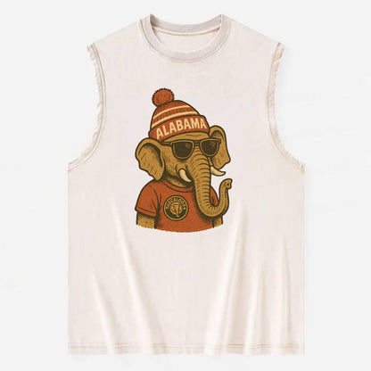 Tuscaloosa Crimson Elephant wearing Alab - Vintage Washed Tank - Beige
