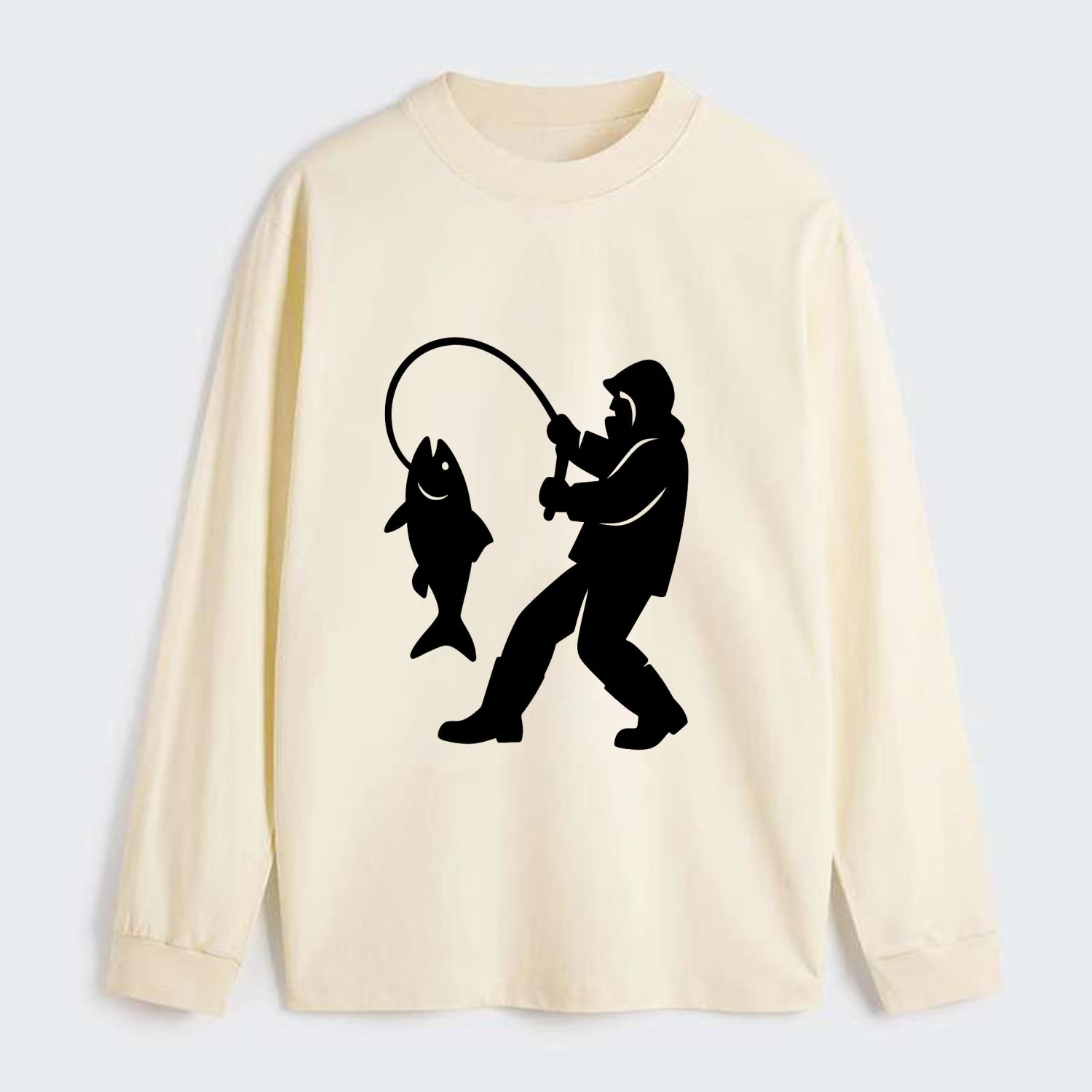 Alaskan fisherman hauling catch - Classic Long Sleeve Shirt - Beige