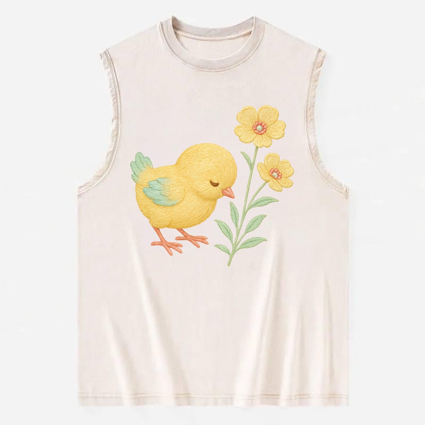 Yellow Chick - Vintage Washed Tank - Beige