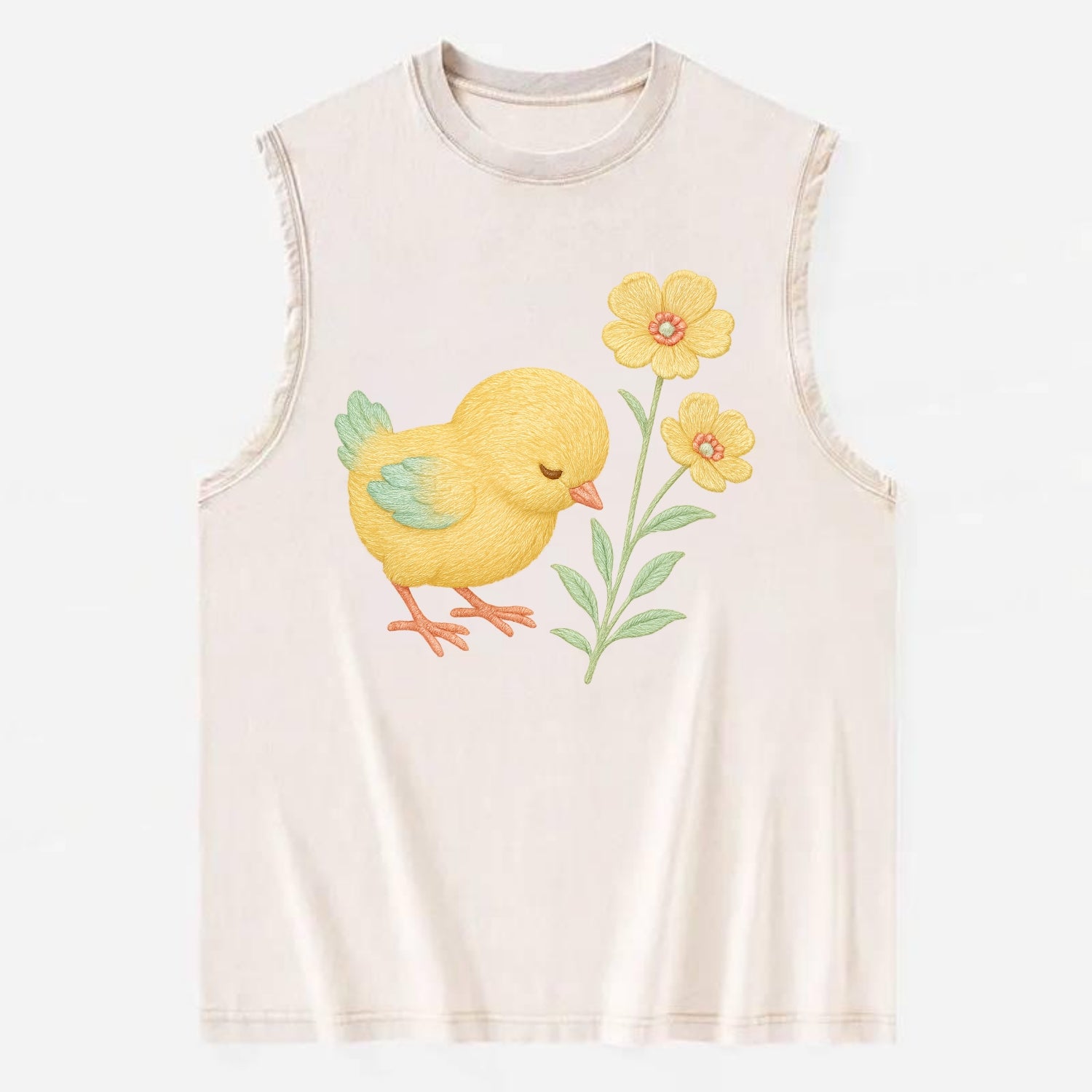 Yellow Chick - Vintage Washed Tank - Beige