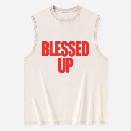 Bold typography design - BLESSED UP - recognizing fortune - Vintage Washed Tank
