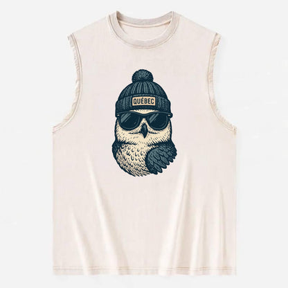Quebec City Snowy Owl wearing Quebec bea - Vintage Washed Tank - Beige