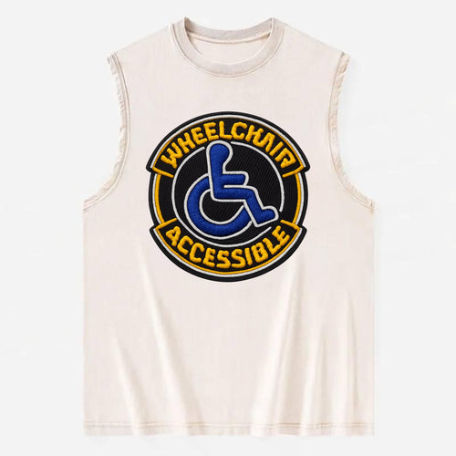 WHEELCHAIR ACCESSIBLE - accessibility symbol in blue , inclusion - Vintage Washed Tank