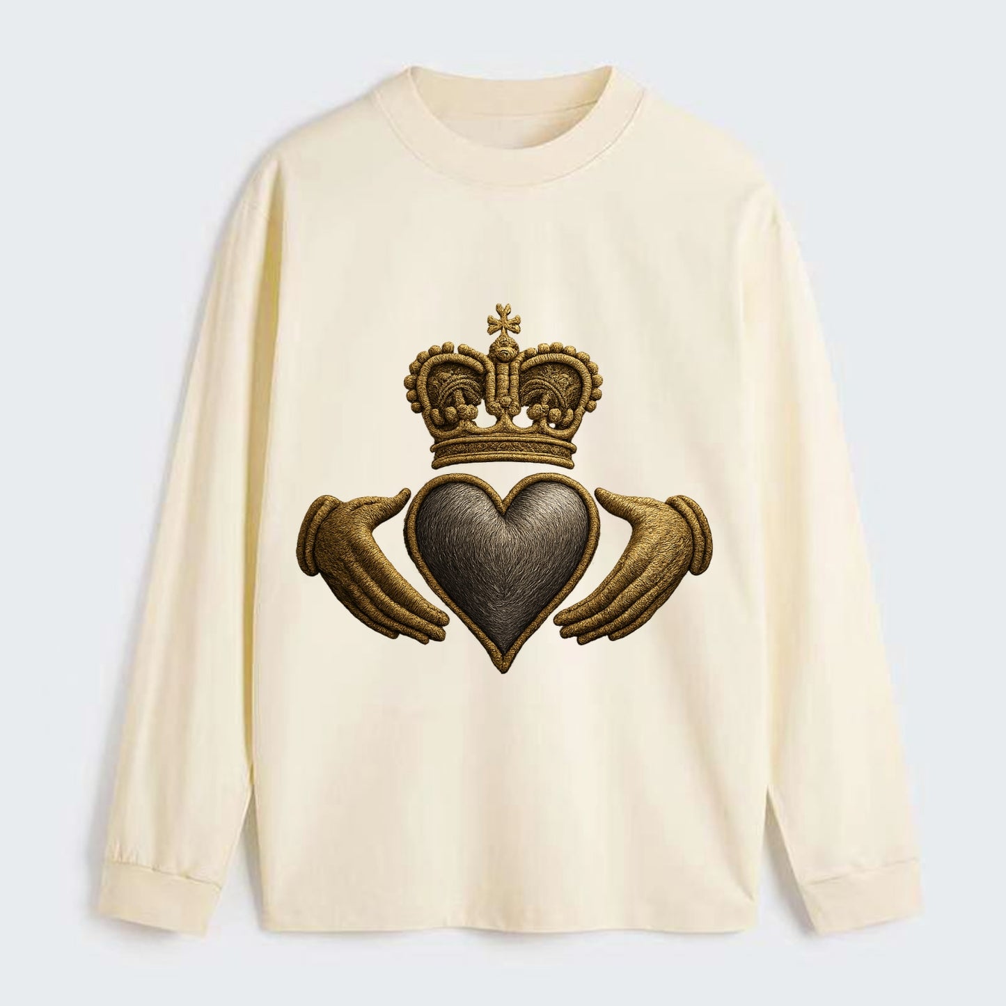 Claddagh Symbol  - Classic Long Sleeve Shirt - Beige