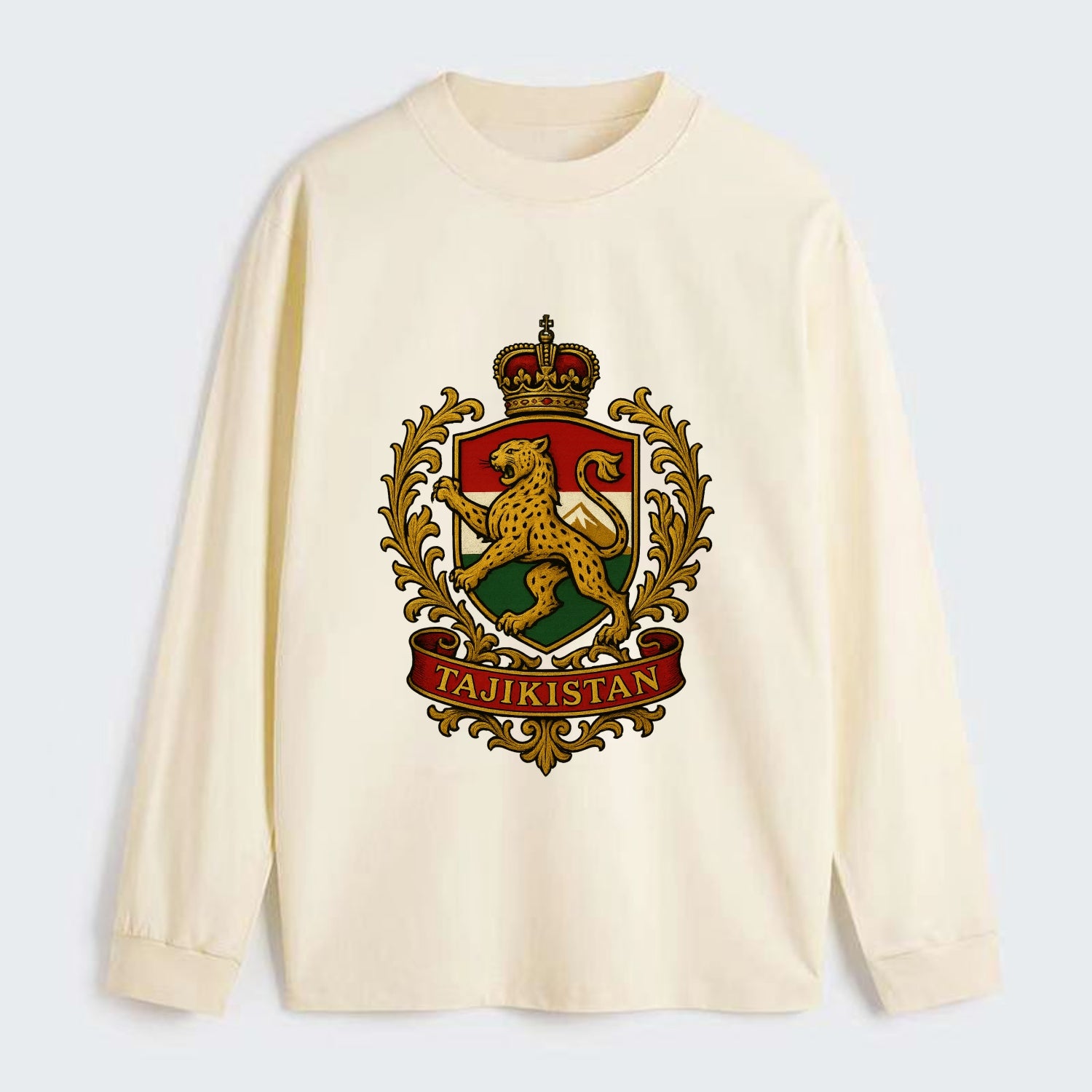 Tajikistan Heritage Badge - Classic Long Sleeve Shirt - Beige
