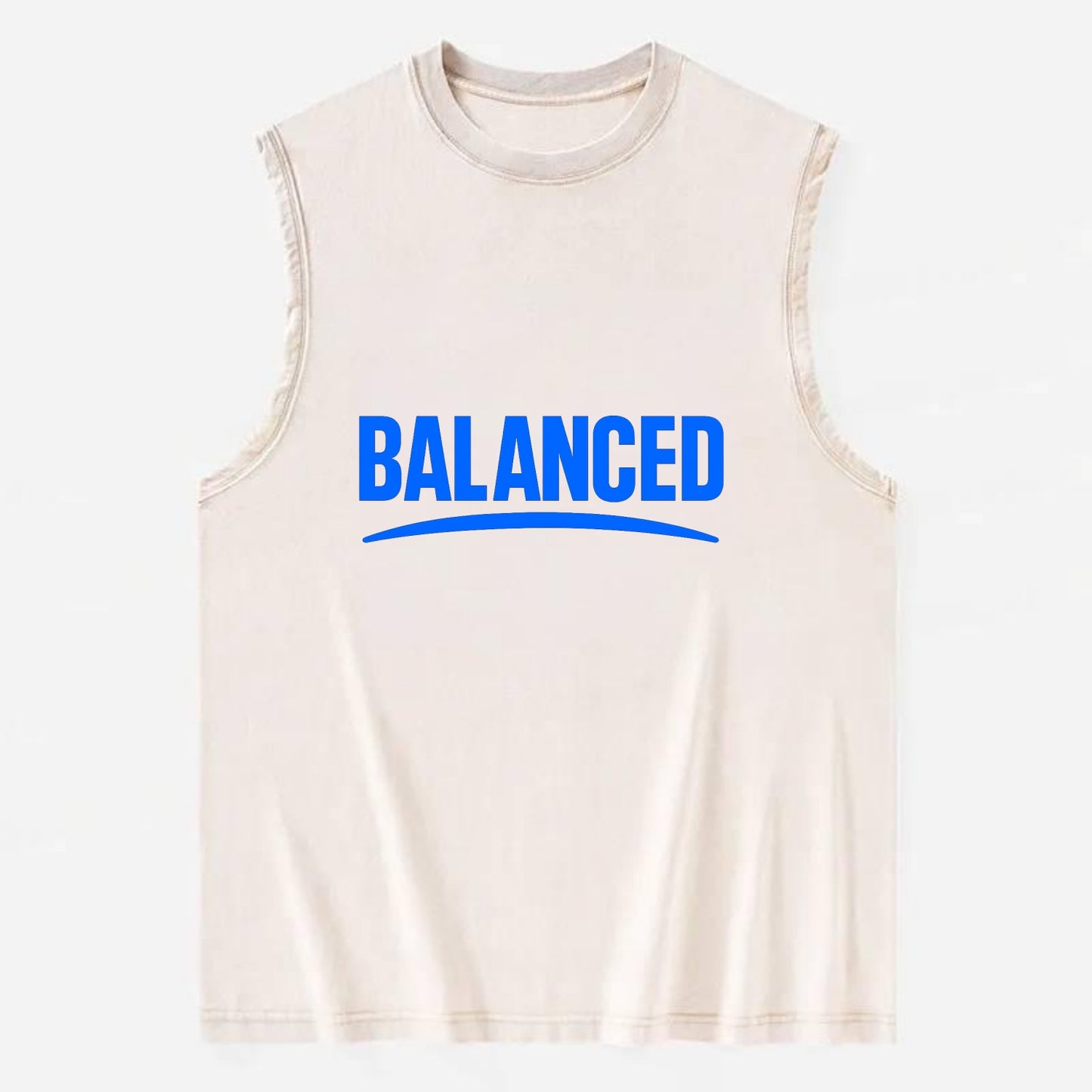 Bold typography design - "BALANCED" - harmony, equilibrium, centered life - Vintage Washed Tank - Beige