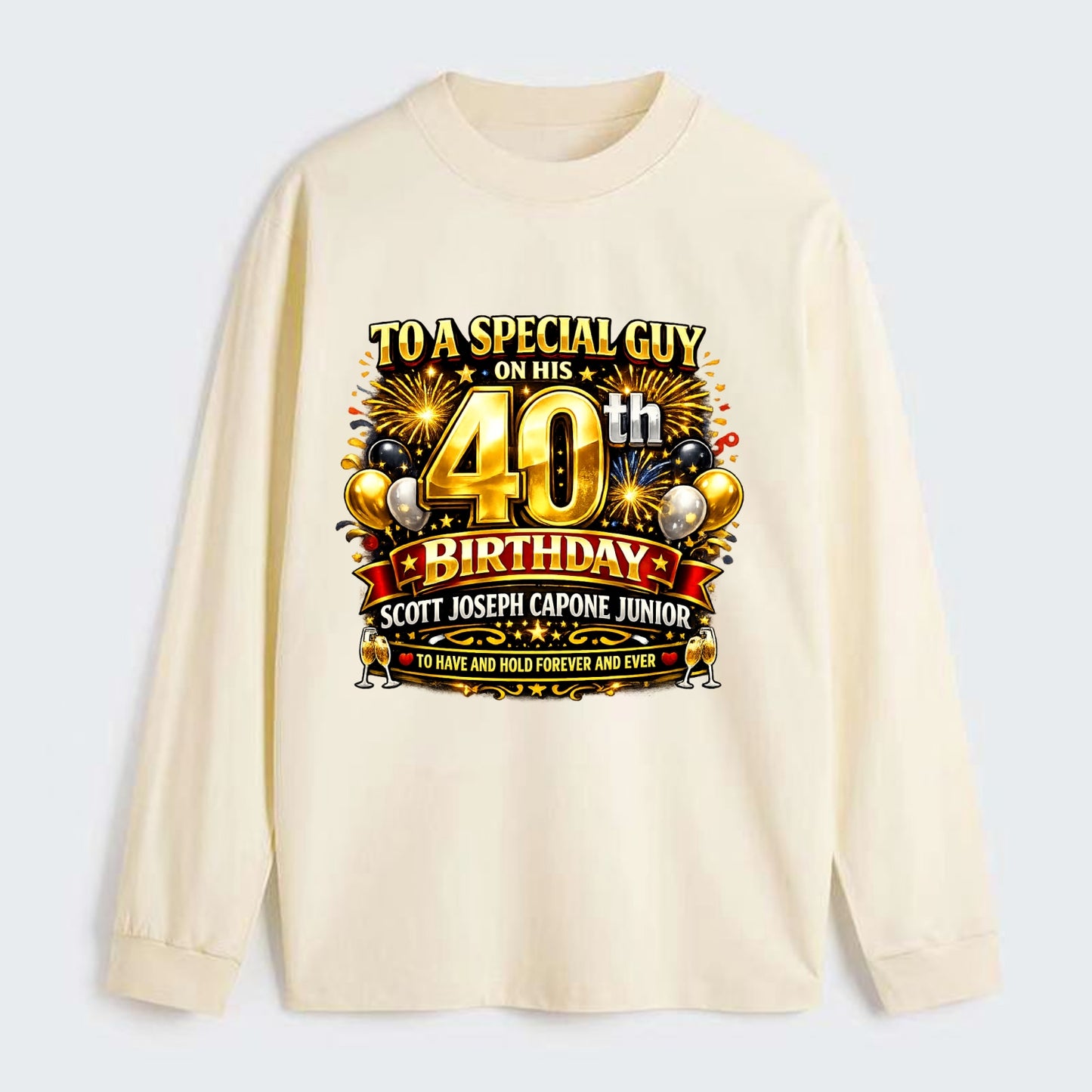 Special 40th Birthday - Classic Long Sleeve Shirt - Beige