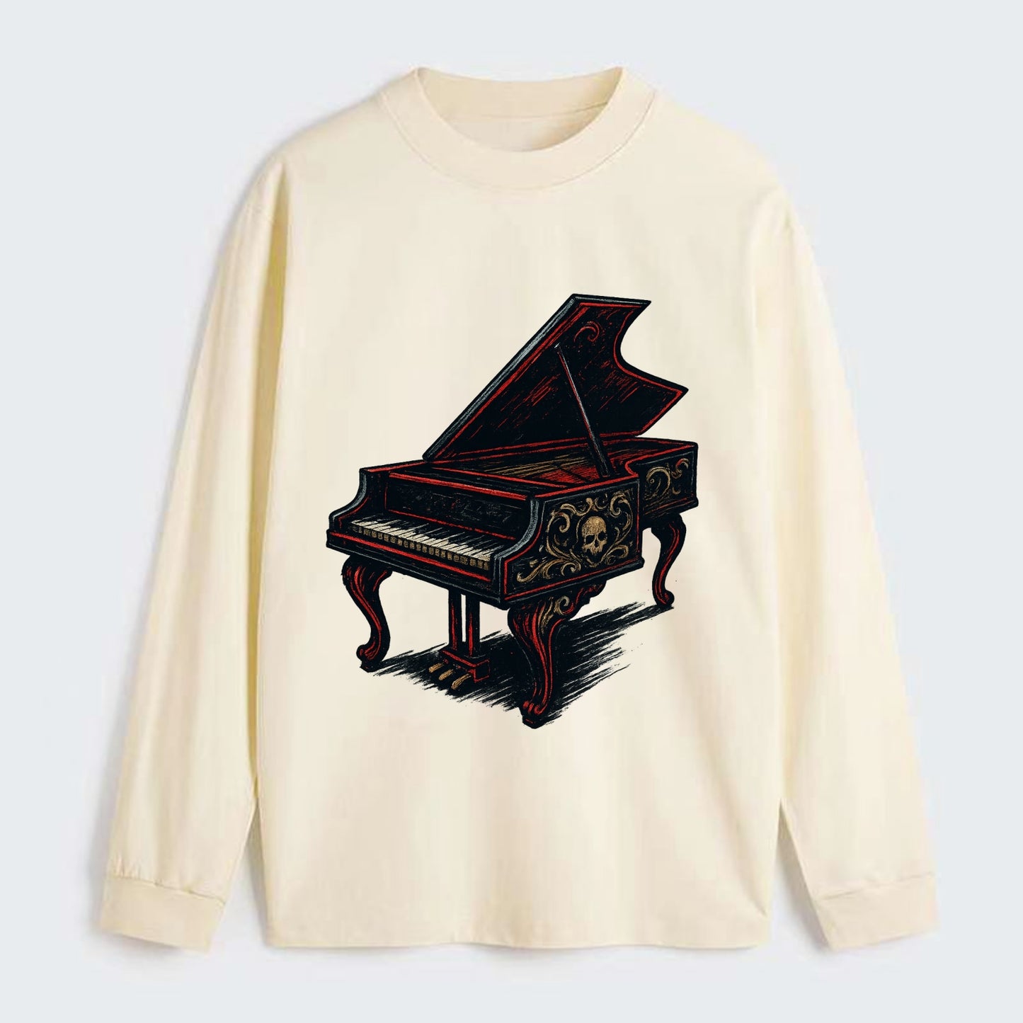 Harpsichord with baroque decorative styling - Classic Long Sleeve Shirt - Beige