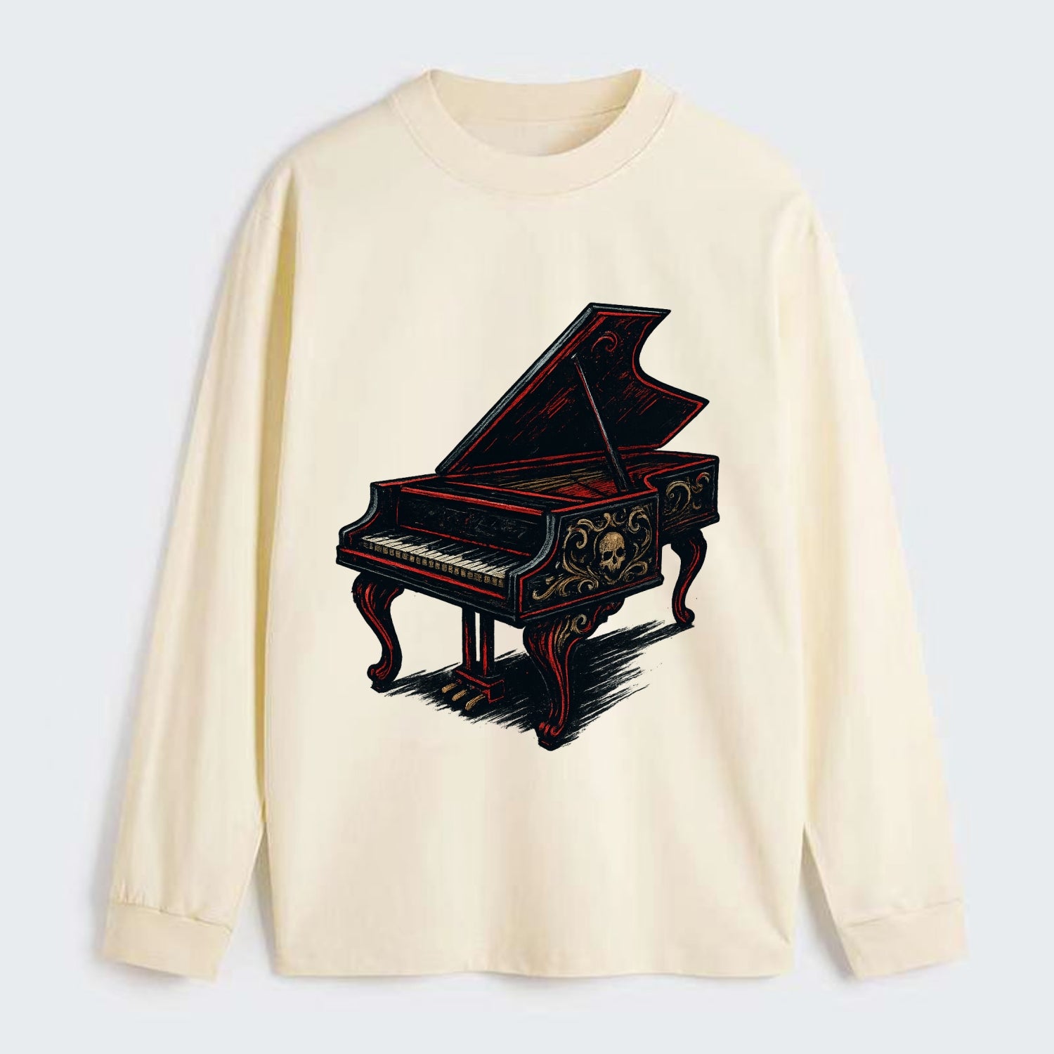 Harpsichord with baroque decorative styling - Classic Long Sleeve Shirt - Beige