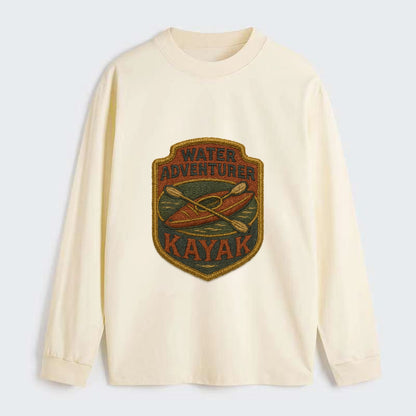 Kayak with paddle - water adventurer - Classic Long Sleeve Shirt - Beige