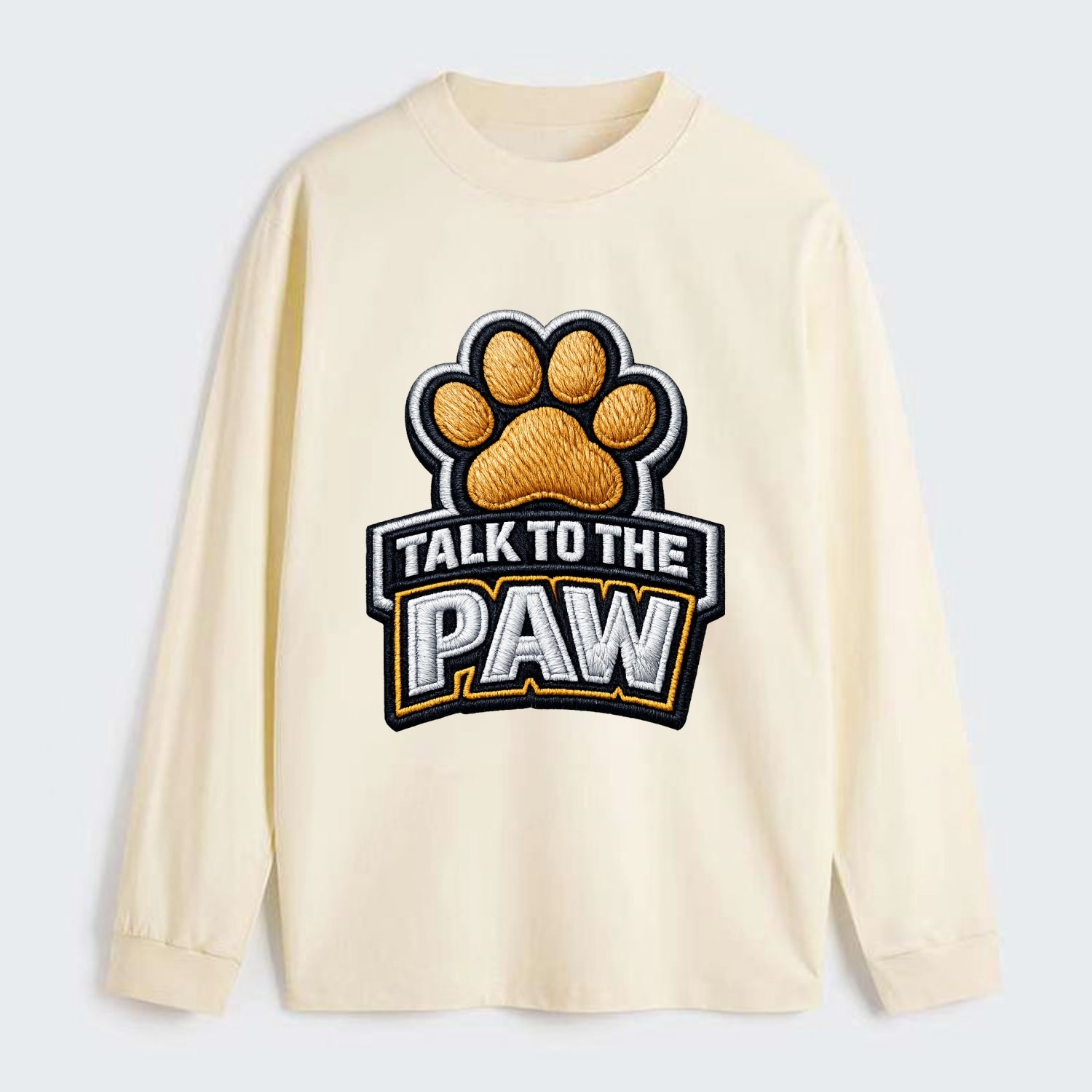TALK TO THE PAW - raised paw in tan , sassy pet - Classic Long Sleeve Shirt - Beige