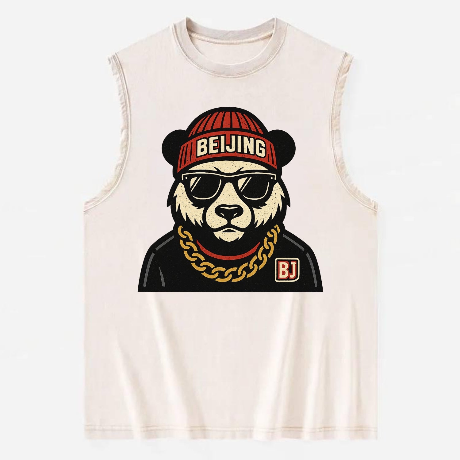 Beijing Panda - Vintage Washed Tank - Beige