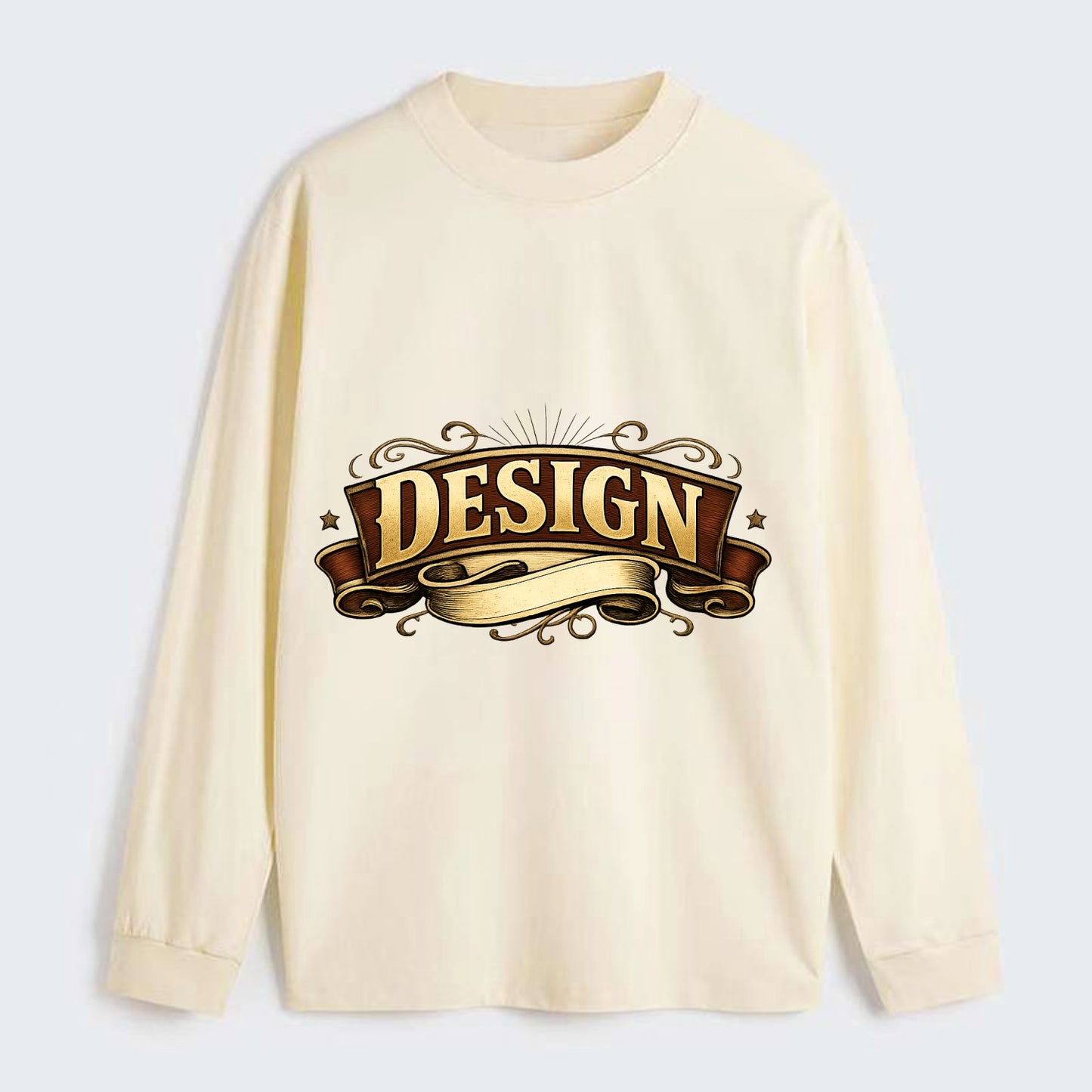 Bold typography design - "DESIGN" - intentional creation, aesthetic - Classic Long Sleeve Shirt - Beige