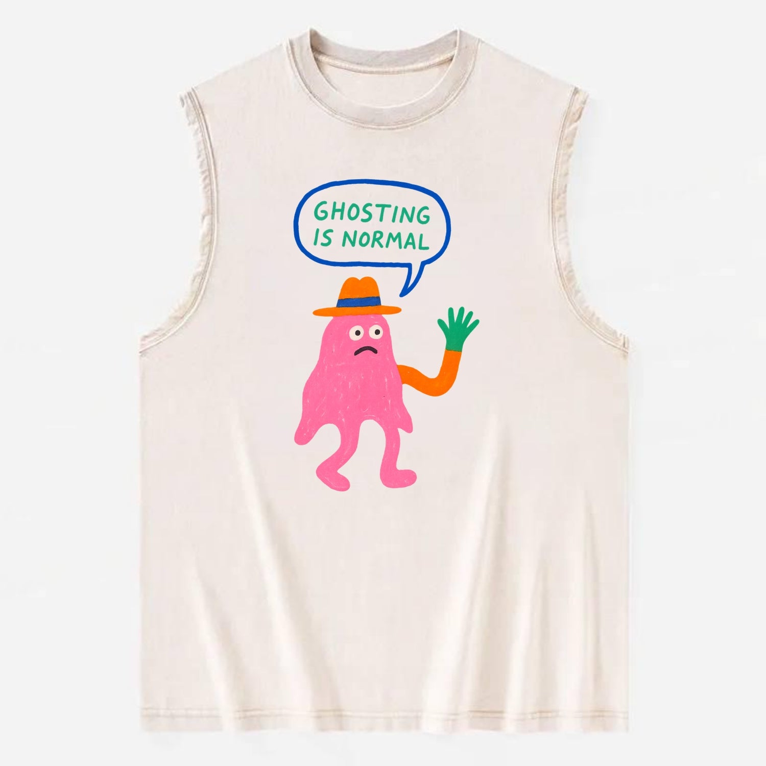 GHOSTING IS NORMAL | Transparent ghost texting - Vintage Washed Tank - Beige