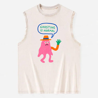 GHOSTING IS NORMAL | Transparent ghost texting - Vintage Washed Tank - Beige
