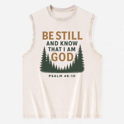 Psalm 46:10 Forest - Vintage Washed Tank - Beige