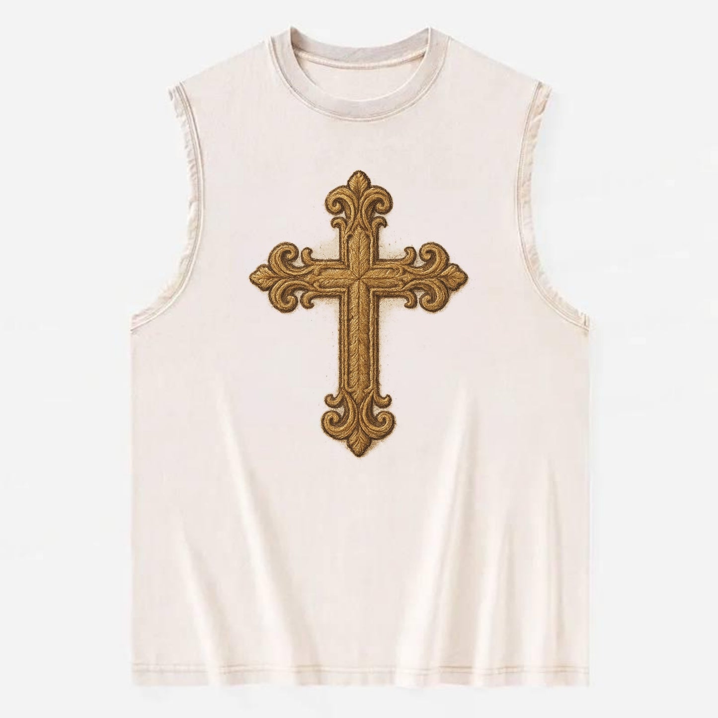 Baroque Cross  - Vintage Washed Tank - Beige