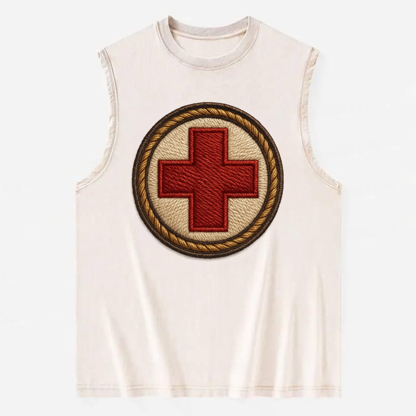 Medical Cross  - Vintage Washed Tank - Beige