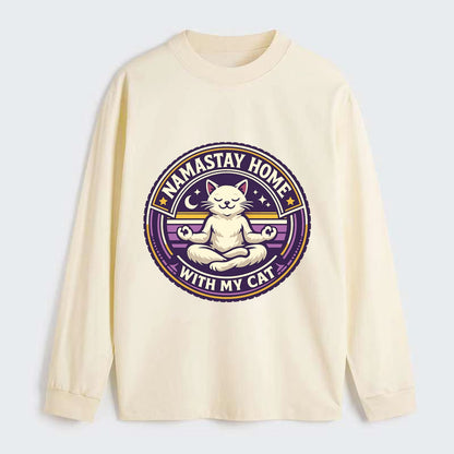Zen Feline Retreat - Classic Long Sleeve Shirt - Beige
