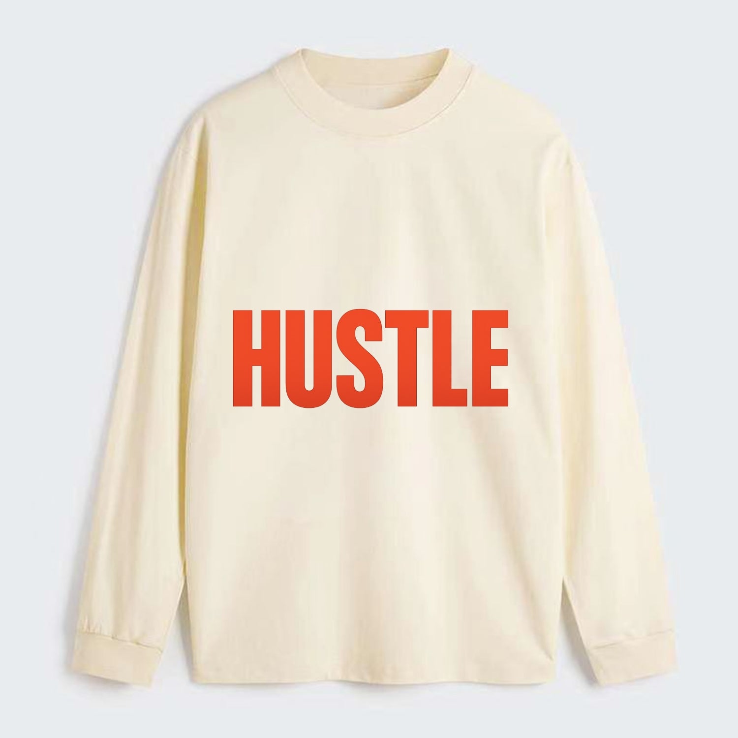 Bold typography design - "HUSTLE" - work hard, grind, chase dreams - Classic Long Sleeve Shirt - Beige