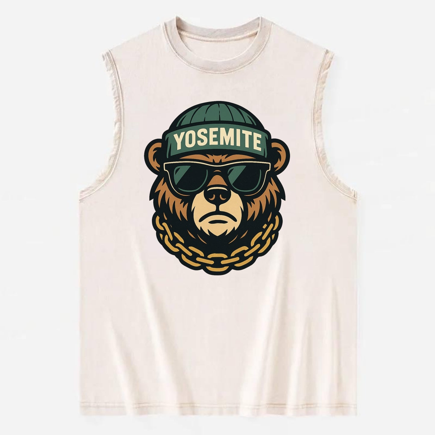 Yosemite Bear - Vintage Washed Tank - Beige