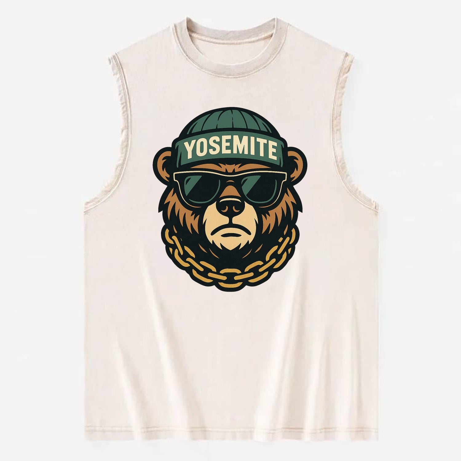 Yosemite Bear - Vintage Washed Tank - Beige