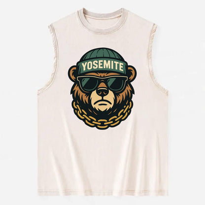 Yosemite Bear - Vintage Washed Tank - Beige