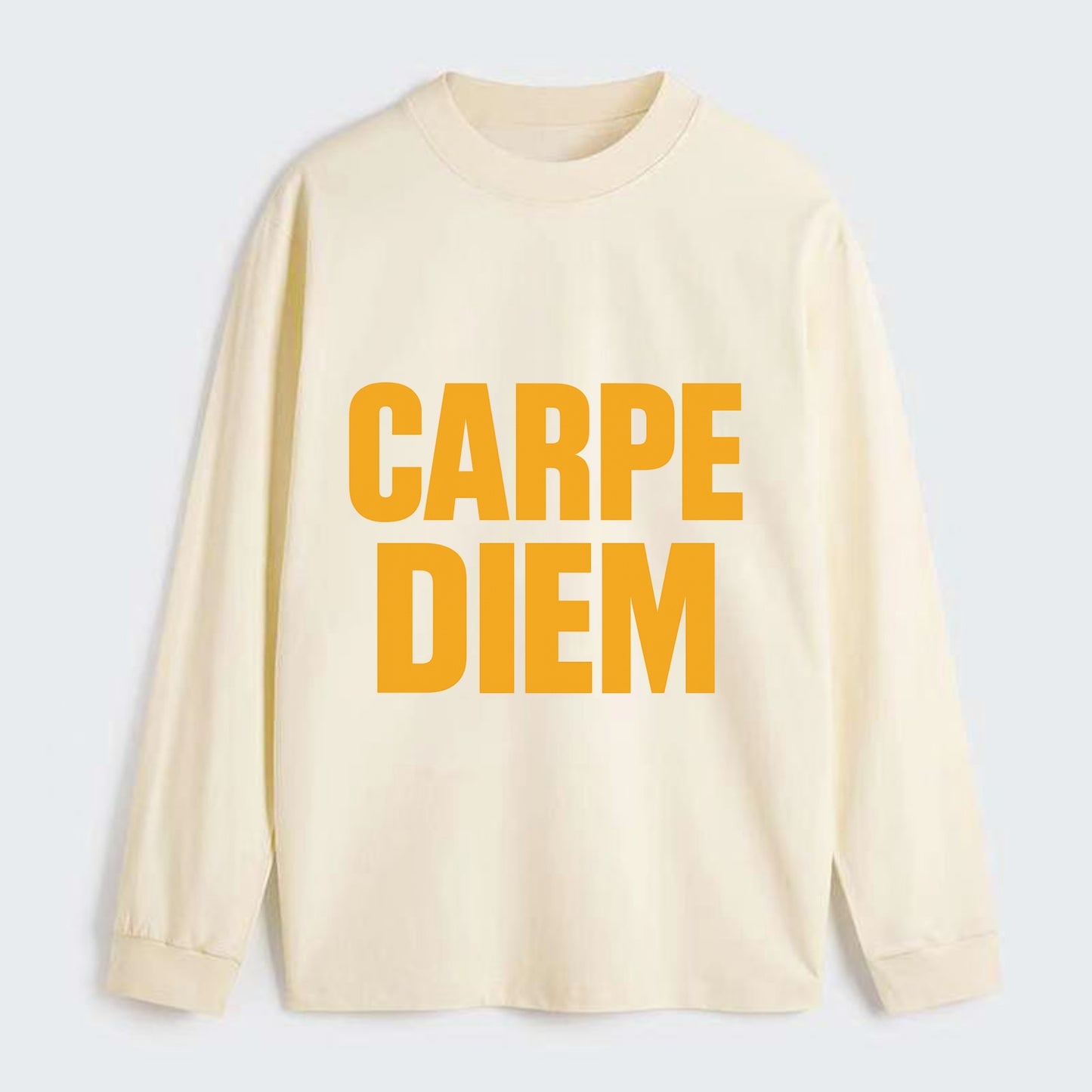 Bold typography design - "CARPE DIEM" - seize the day - Classic Long Sleeve Shirt - Beige