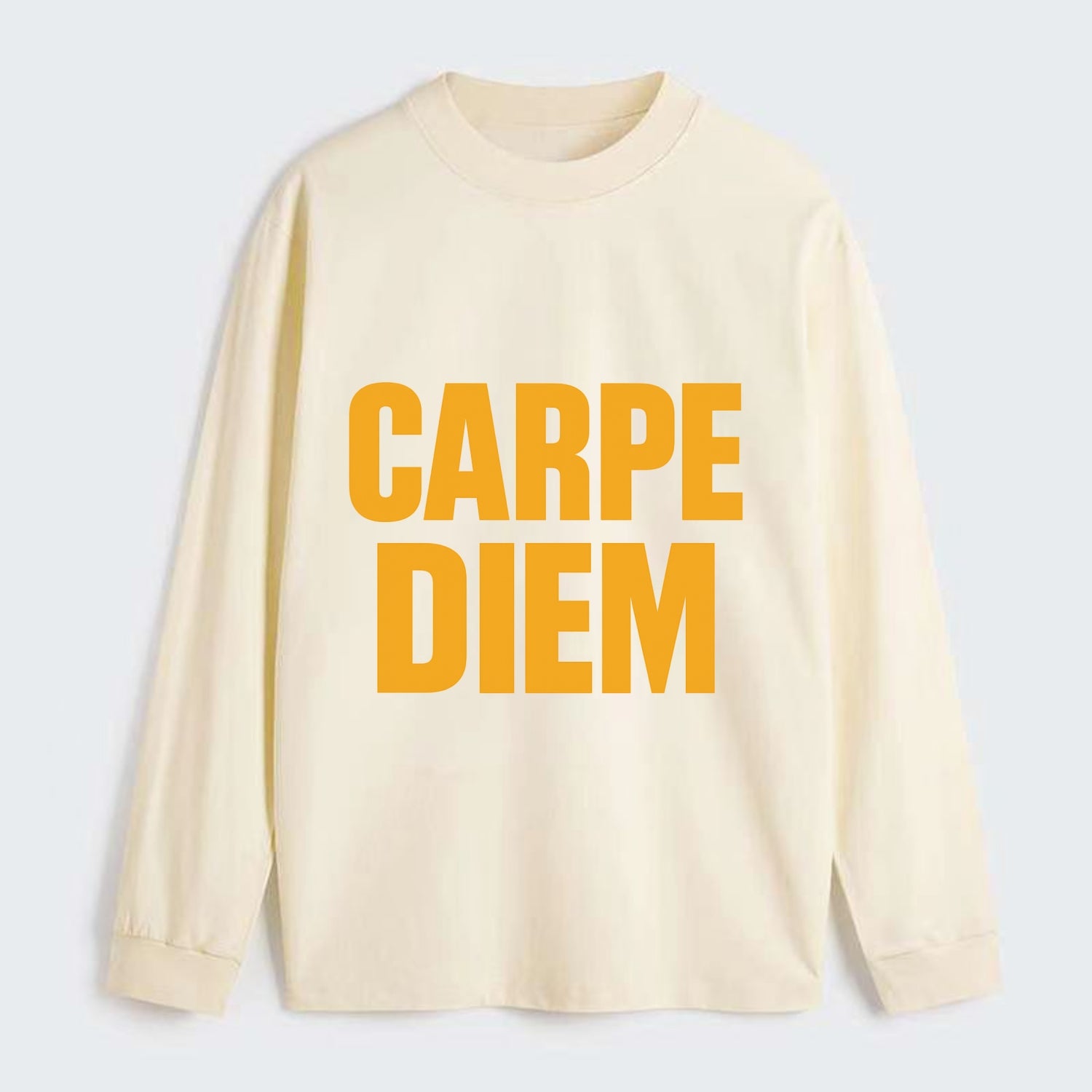 Bold typography design - "CARPE DIEM" - seize the day - Classic Long Sleeve Shirt - Beige