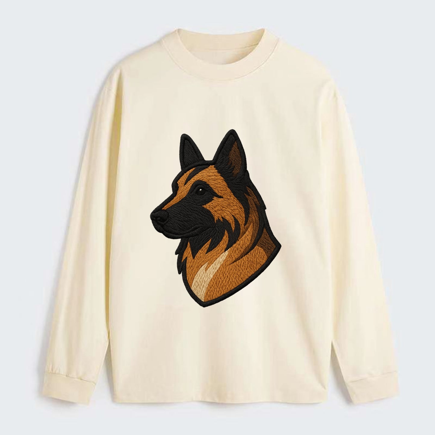 Belgian Tervuren - Fawn with black overlay embroidered design - Classic Long Sleeve Shirt - Beige