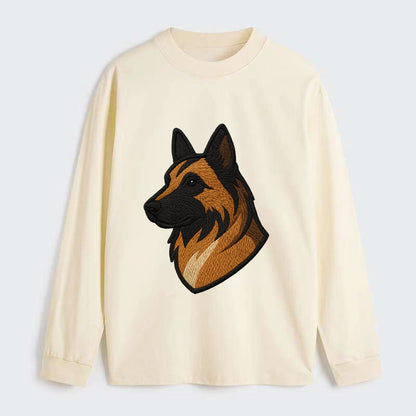 Belgian Tervuren - Fawn with black overlay embroidered design - Classic Long Sleeve Shirt - Beige