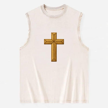 Rock Cross  - Vintage Washed Tank - Beige