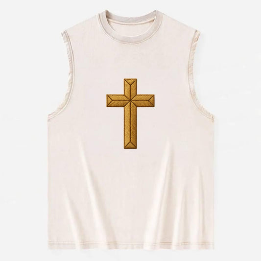 Rock Cross  - Vintage Washed Tank - Beige