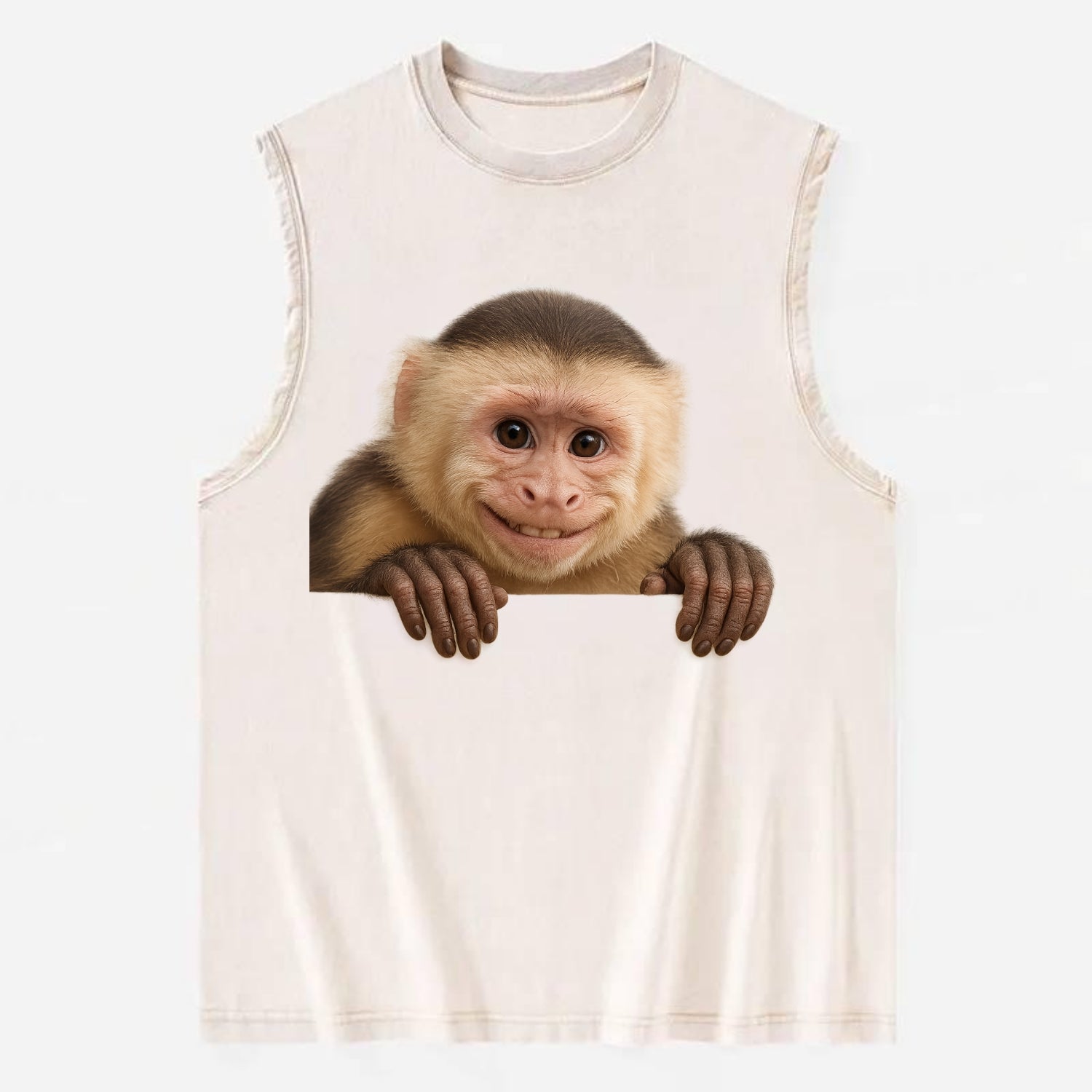 Capuchin Monkey  - Vintage Washed Tank - Beige