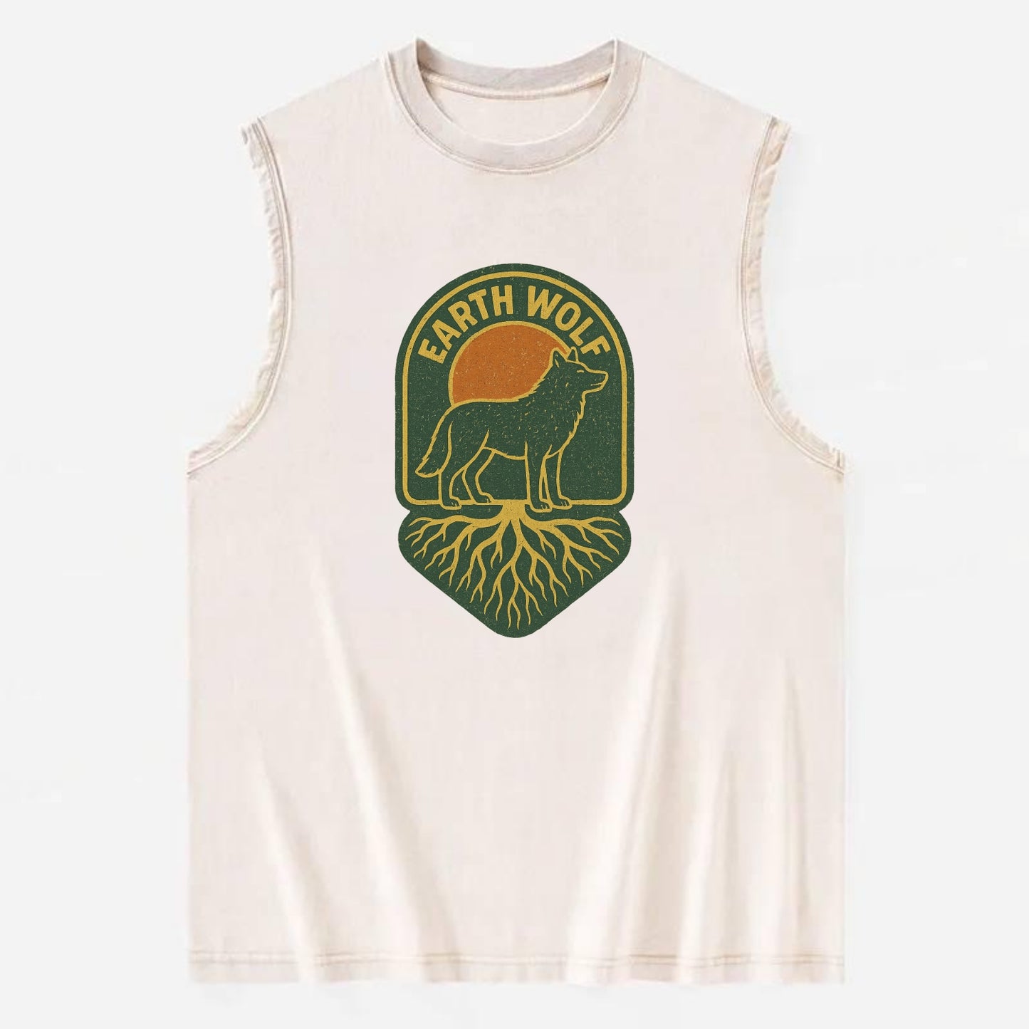Earth Wolf Roots  - Vintage Washed Tank - Beige