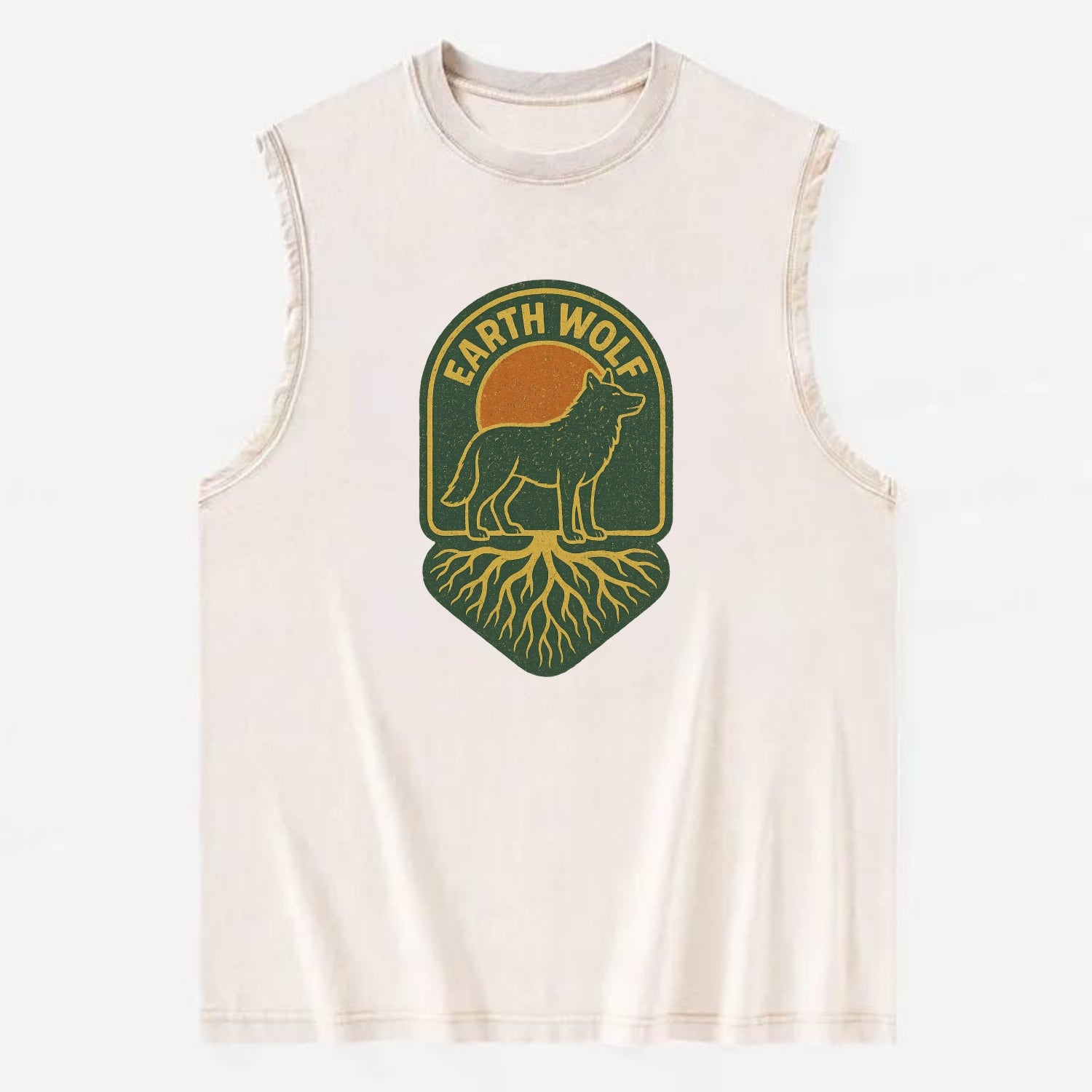 Earth Wolf Roots  - Vintage Washed Tank - Beige