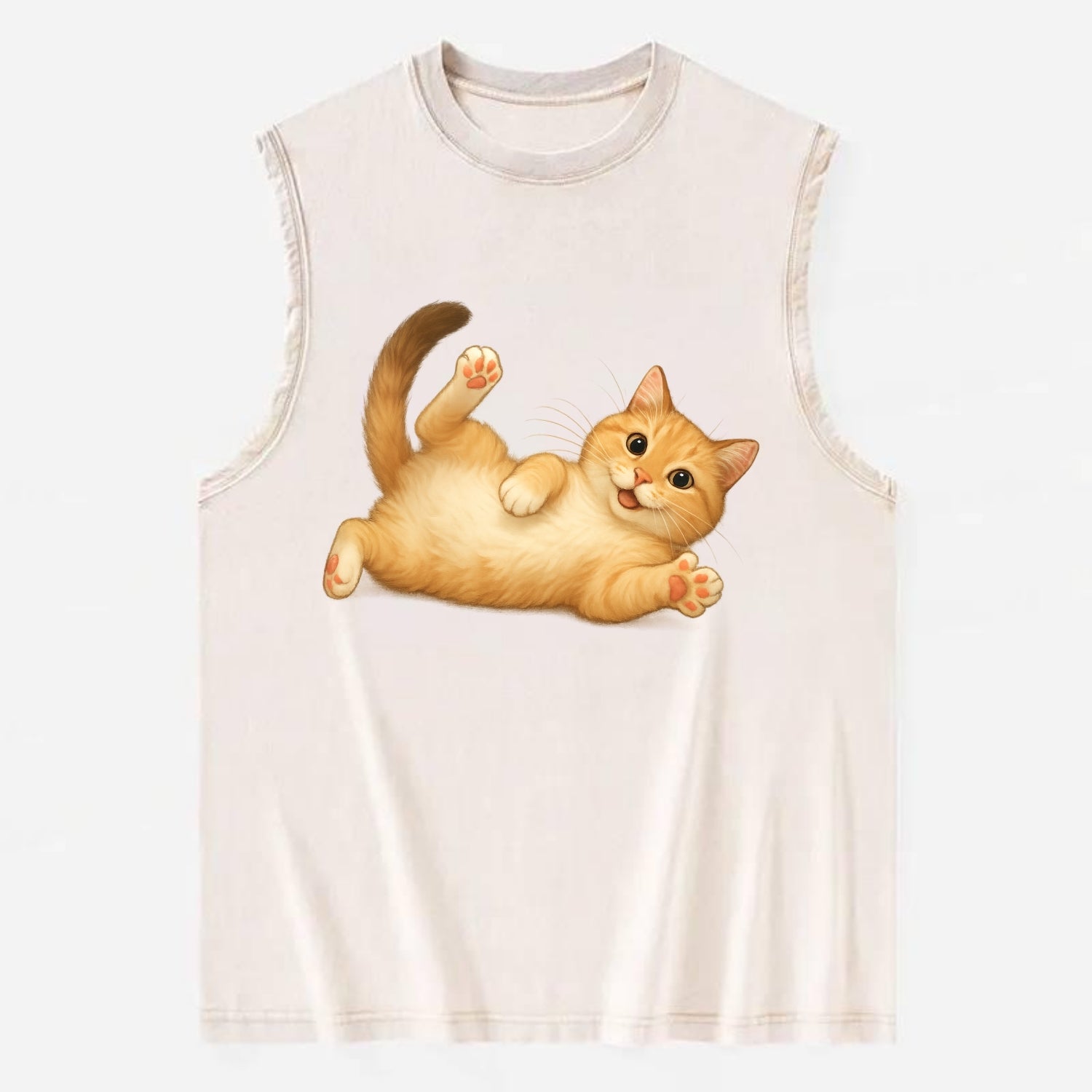 Therapy Cat  - Vintage Washed Tank - Beige