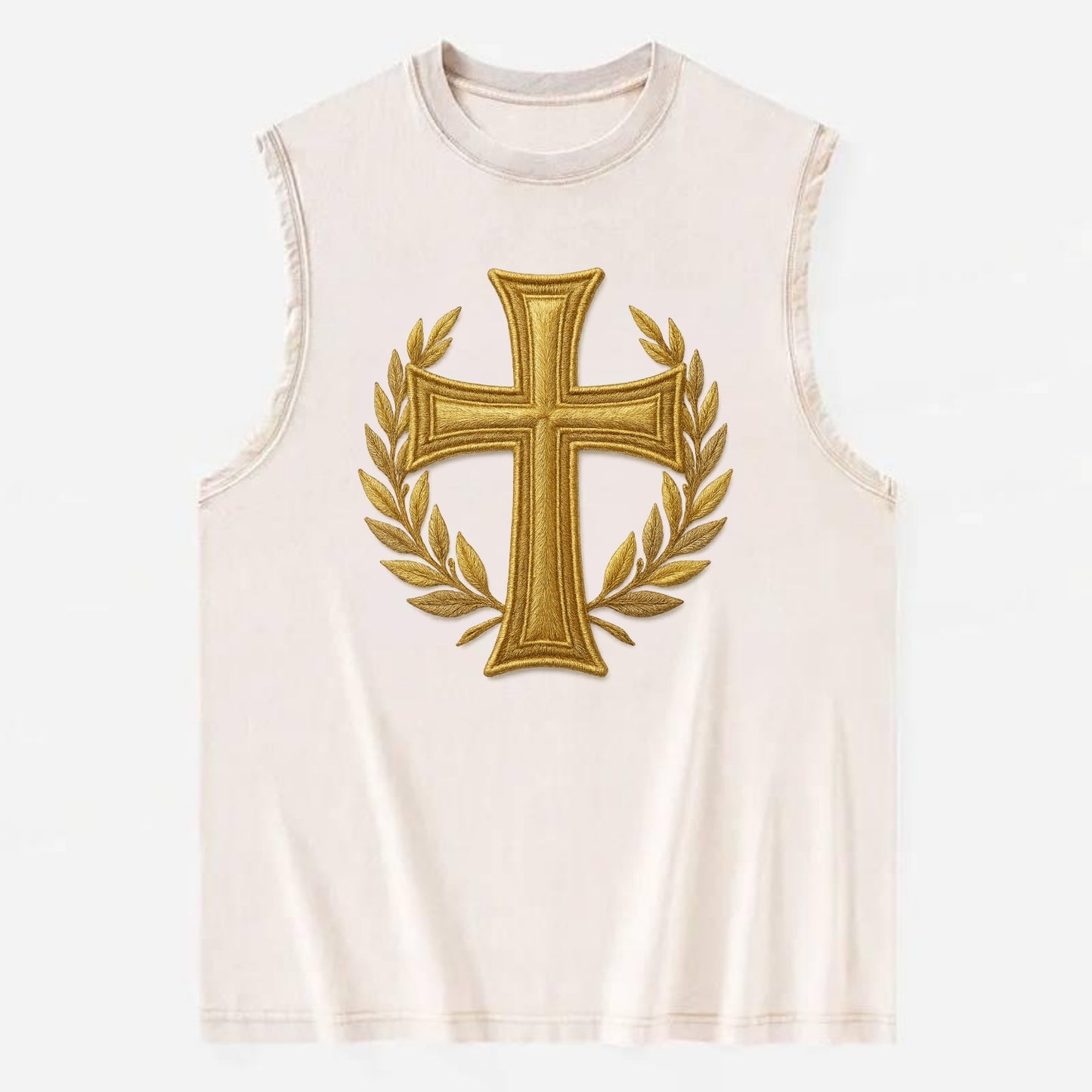 Victory Cross  - Vintage Washed Tank - Beige