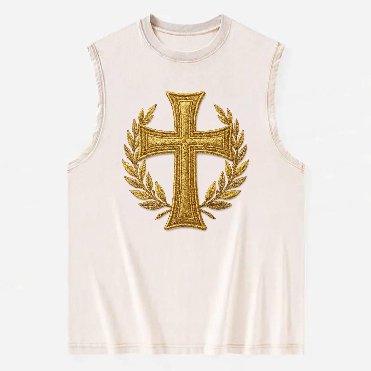 Victory Cross  - Vintage Washed Tank - Beige