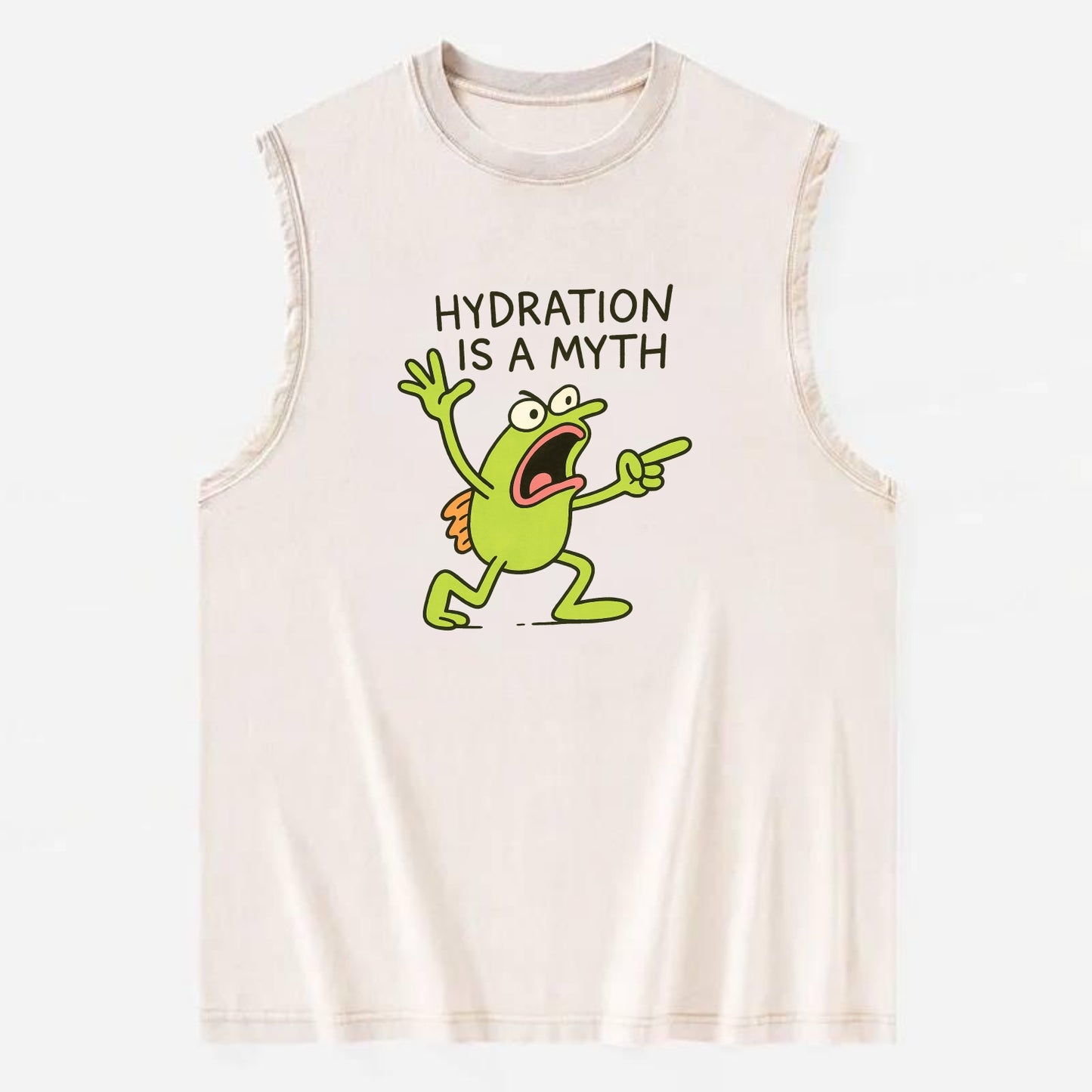 HYDRATION IS A MYTH | Dehydrated fish in desert - Vintage Washed Tank - Beige