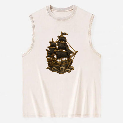 Pirate Ship  - Vintage Washed Tank - Beige
