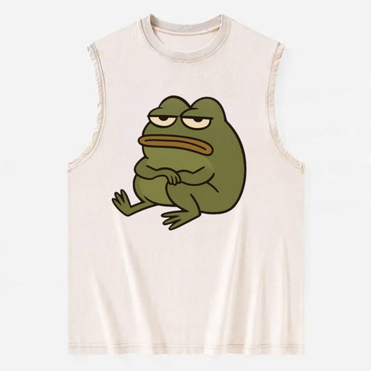 The Frog Judges Silently - Vintage Washed Tank - Beige
