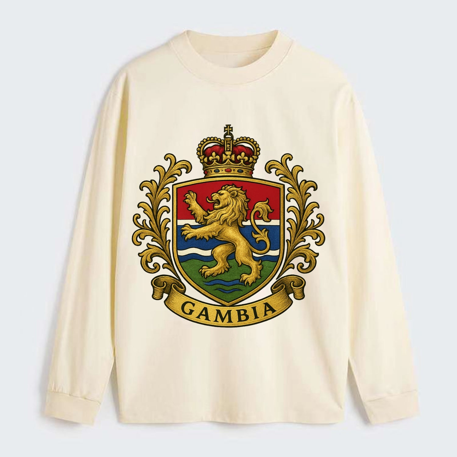 Gambia Heritage Badge  - Classic Long Sleeve Shirt - Beige