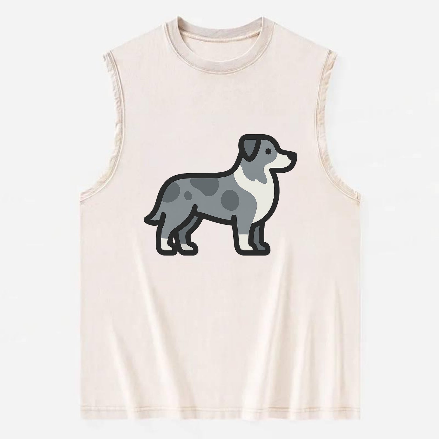 Australian Shepherd - Blue merle flat side profile - Vintage Washed Tank - Beige
