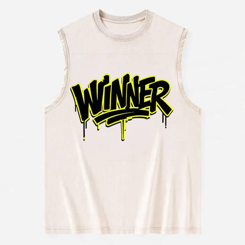 Bold typography design - WINNER - victorious mindset, champion - Vintage Washed Tank