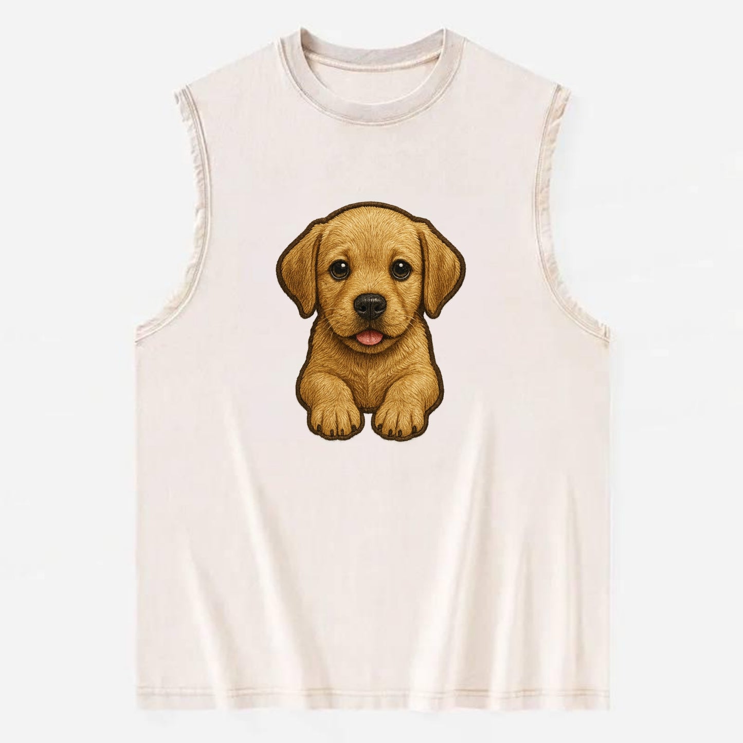 Baby Labrador Retriever Puppy - yellow/black/chocolate, soulful eyes, soft - Vintage Washed Tank - Beige