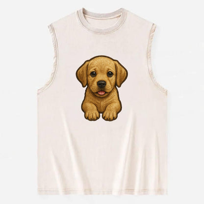 Baby Labrador Retriever Puppy - yellow/black/chocolate, soulful eyes, soft - Vintage Washed Tank - Beige