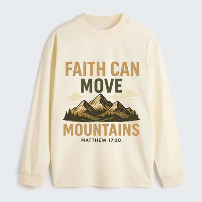 Matthew 17:20 Mountains - Classic Long Sleeve Shirt - Beige